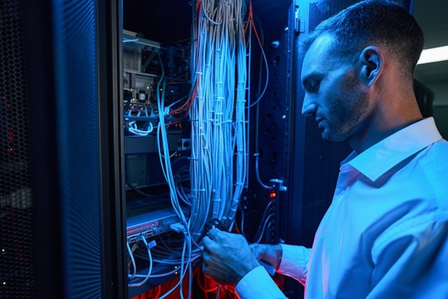 person setting servers