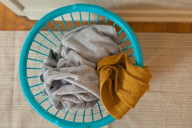 blue plastic basket
